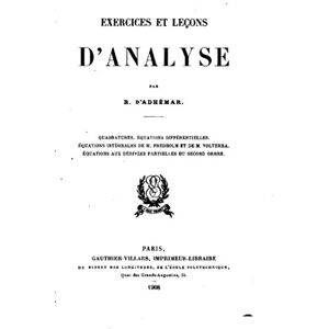 Antique Exercices et Leçons d'Analyse par R. d'Adhémar (French Edition)