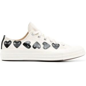 Comme des Garçons Play , Heart Print Low-Top Sneakers ,White male, Sizes: 6 UK