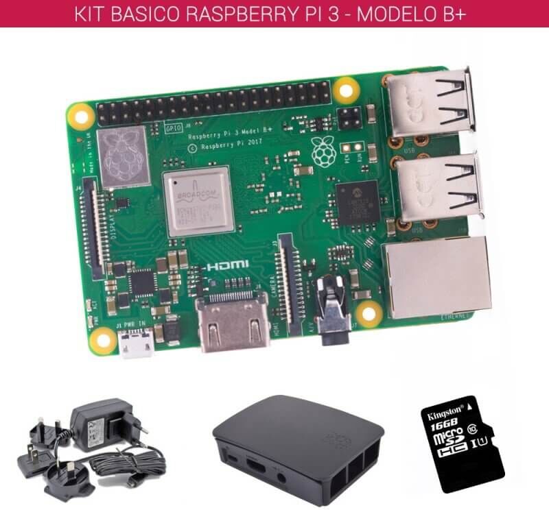 tiendatec RASPBERRY PI 3 - MODELO B+ - KIT BASICO (16GB NEGRO)