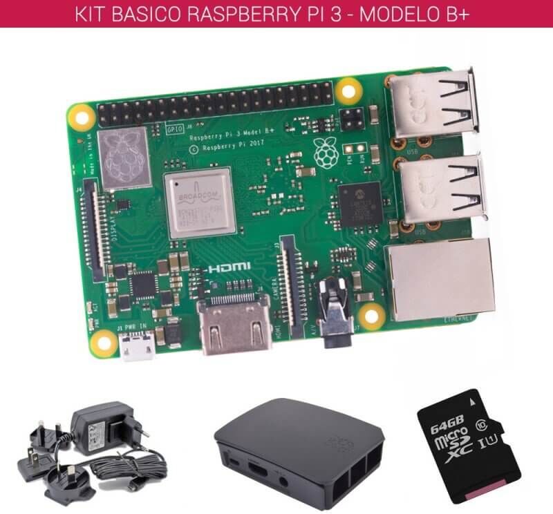 tiendatec RASPBERRY PI 3 - MODELO B+ - KIT BASICO (64GB NEGRO)