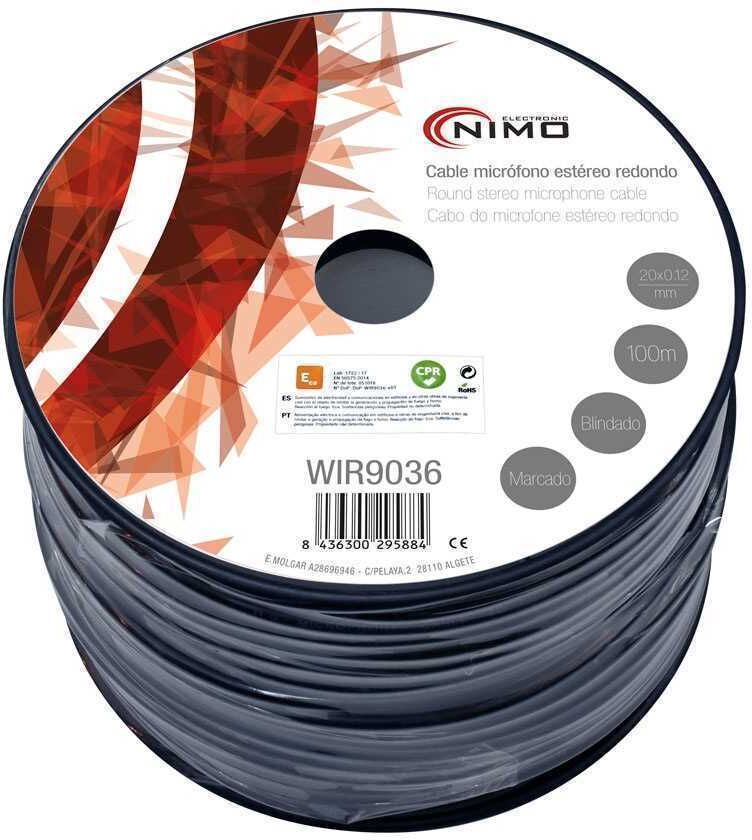 Mgr Cabo de Microfone Stereo 2x0.25mm2 Preto 100m