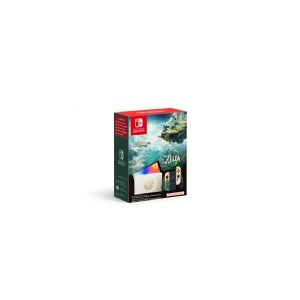 Nintendo   Switch OLED - The Legend of Zelda: Tears of the Kingdom Edition - Spilkonsol - Full HD - 64GB - Sort/Hvid  Inkl. 2 x Joy-Con (Guld/Grøn)