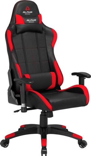 Alpha Silla Gaming ALPHA GAMER Vega (Hasta 150 kg - Elevador a Gas Clase 4 - Negro y Rojo)