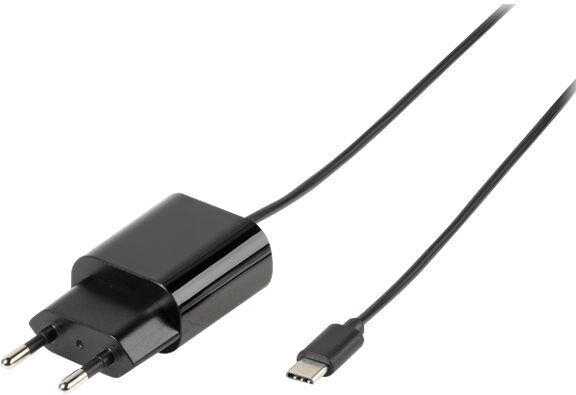 Vivanco USB-C Kotilaturi kaapelilla 2.1A Musta