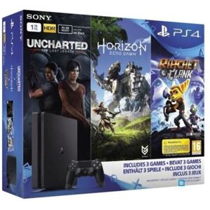 Sony PS4 Slim Noire 1 To+ Horizon Zero Dawn + Uncharted: The Lost Legacy + Ratchet & Clank - Neuf