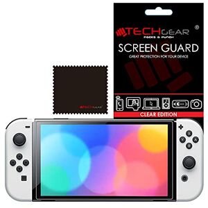 TECHGEAR Switch OLED Protection d'Écran, Film de Protection Ultra Clair avec Chiffon de Nettoyage et Carte d'Application Protection Compatible avec Nintendo Switch OLED - Publicité