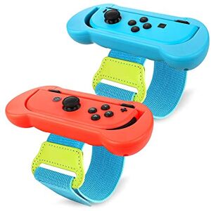 EEEKit Bracelets pour Nintendo Switch Just Dance 2022 2021 2020 2019, Bandes de Danse élastiques réglables 2PCS pour contrôleur Joy Con (Bleu et Rouge) - Publicité