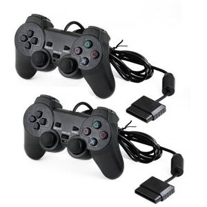 2pcs QUMOX Manette Dual Shock Contrôleur Compatible Pour Playstation 2 / Ps2 Noire - manette compatible - Publicité