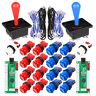 EG STARTS 2 spelers Classic Arcade DIY Part Zero Delay USB Encoder 8 Way Arcade Joystick + 18x Happ Type Arcade Knoppen Blauw + Rode Kleur Kit voor Mame & Raspberry Pie