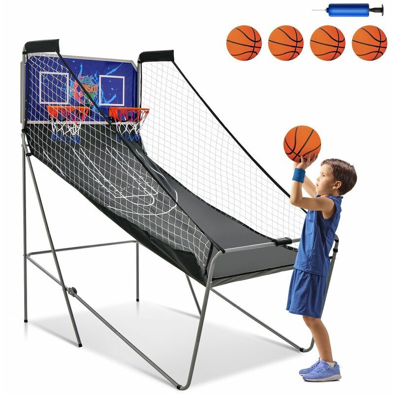 COSTWAY Electronic Basketball Arcade Game Foldable Basketball Game 2 Player Shot 8 Modes