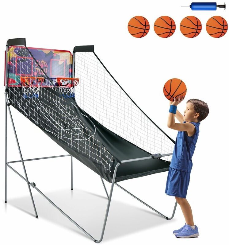 COSTWAY Electronic Basketball Arcade Game Foldable Basketball Game 2 Player Shot 8 Modes