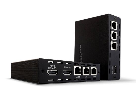 Lindy 38115 HDBaseT HDMI Extender / Receiver / Ethernet Hub, IN: RJ45/HDMI/RS-232, OUT: RJ45/HDMI/RS-232, Reach:100m