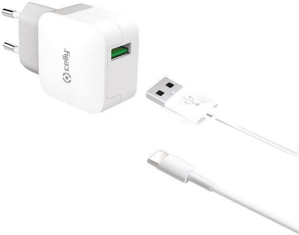 Celly oplader USB C 230V 100 cm wit - Wit