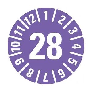 Dreifke® Prüfplakette 28, violett, Dokumentenfolie, selbstklebend, Ø 15mm, 60 Stk.