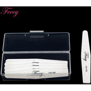 Feecy 10 Stücke Nagelfeilen Puffer Mit Aufbewahrungsbox 100/180 Starkes Dickes Boot Schleifpapier Für Maniküre Polieren Doppel Grit Sand Nail Art Werkzeug