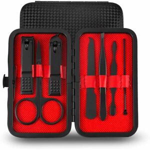 Megabilligt Manicure Set i 7 Dele Nail Clippers Nailkit sort