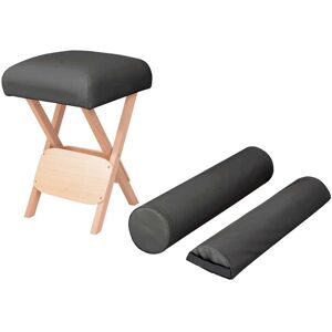 vidaXL foldbar massagestol 12 cm tykt sæde 2 bolsterpuder sort