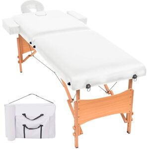 vidaXL sammenfoldeligt massagebord 2 zoner 10 cm tyk hynde hvid