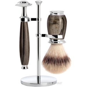 Mühle Barbersæt med DE-skraber, Silvertip Fibre® Barberkost og Holder, Purist, Grained Beech