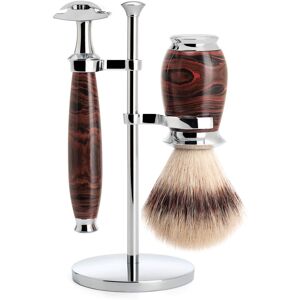 Mühle Barbersæt med DE-skraber, Silvertip Fibre® Barberkost og Holder, Purist, Ebonite