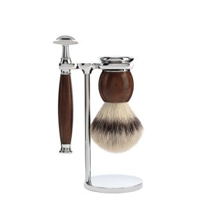 Mühle Barbersæt med DE-skraber, Fibre Barberkost og Holder, Sophist, Ironwood