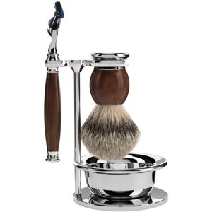 Mühle Barbersæt med Skraber, Barberkost, Holder og Skål, Sophist, Ironwood