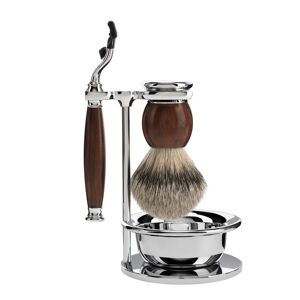 Mühle Barbersæt med Mach3 Skraber, Barberkost, Holder og Skål, Sophist, Ironwood