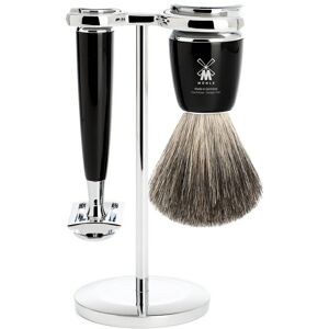 Mühle barbersæt med DE-skraber, Barberkost og Holder, Rytmo, Sort Kunstharpiks