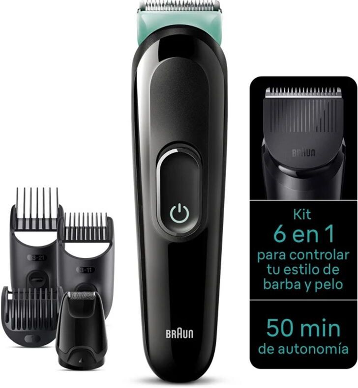 Braun mgk3411 cortapelos barbero 6 en 1 verde cuidado personal