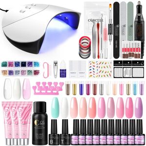 Kit de manucure pour la construction des ongles, gel d extension en poly avec ensemble de vernis à ongles, lampe UV LED, perceuse à ongles, machine de conception d extension de faux ongles