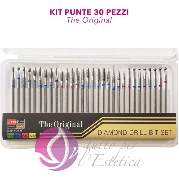 set 30 punte kit per fresa manicure diamante universali varie misure the original