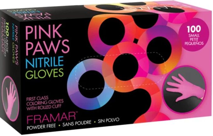 Framar Pink Paws Guanti Nitrile 100PZ, Small