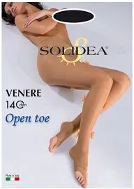 SOLIDEA Venere Open Toe 140 DEN Collant Compressivo Punta Aperta Infradito Colore Nero Taglia 2 M