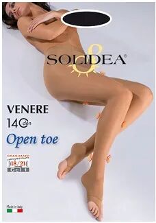 SOLIDEA Venere Open Toe 140 DEN Collant Compressivo Punta Aperta Infradito Colore Cammello Taglia 2 M