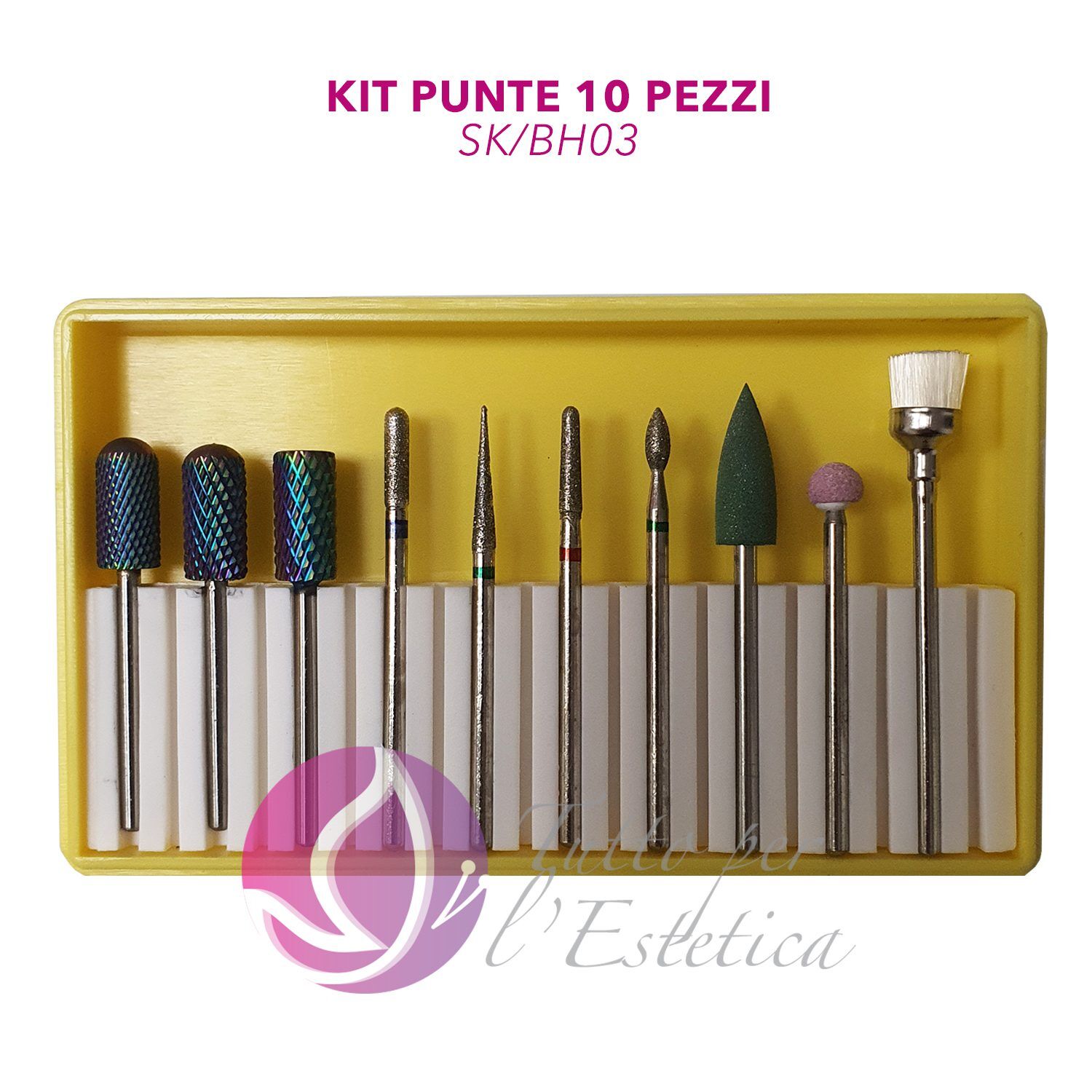 Kit punte fresa manicure CARBURO Dry cuticole in diamante 10 pz estetista onicotecnica punte per fresa estetista
