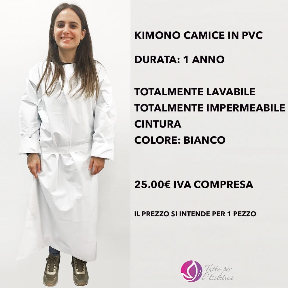 KIMONO CAMICE IN PVC DURATA 1 ANNO MONOUSO PER ESTETISTA CENTRO ESTETICO PARRUCCHIERE SALONE