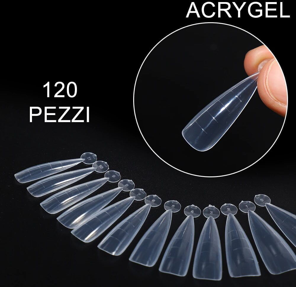 120 PUNTE PER ACRYGEL FORMA A MANDORLA PUNTA STRETTA