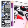 Mxming Nail Art Stempelen Plaat Stempel Spons Pen Halloween Pompoen Vleermuizen Voor Template Stempel Stencil Gereedschap Kit Nail Art Stempelen Platen Set