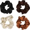 Brushworks Satin Scrunchies Natural elásticos para cabelo . Satin Scrunchies Natural