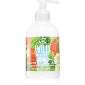 Avon Senses Wild Strawberry Dreams sabão liquido para mãos com aroma de morangos 250 ml. Senses Wild Strawberry Dreams