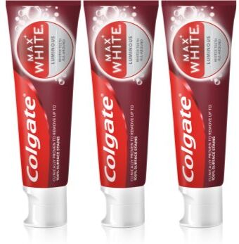 Colgate Max White Luminous dentífrico para dentes brancos radiantes 3 x 75 ml. Max White Luminous