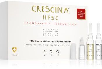 Crescina Transdermic 500 Re-Growth and Anti-Hair Loss cuidado para estimulação do crescimento capilar anti-queda para homens 20x3,5 ml. Transdermic 500 Re-Growth and Anti-Hair Loss