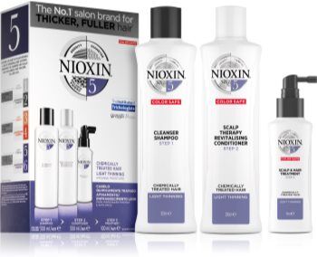 Nioxin System 5 Color Safe Chemically Treated Hair Light Thinning conjunto (para rarefação suave de cabelo normal a forte, natural e quimicamente tratado) unissexo . System 5 Color Safe Chemically Treated Hair Light Thinning