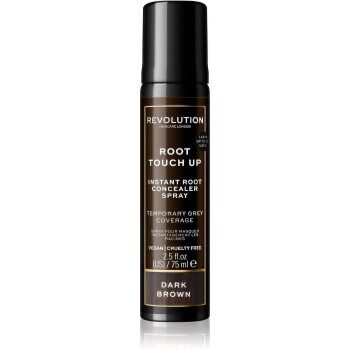 Revolution Haircare Root Touch Up spray para cobrir o recrescimento imediato tom Dark Brown 75 ml. Root Touch Up