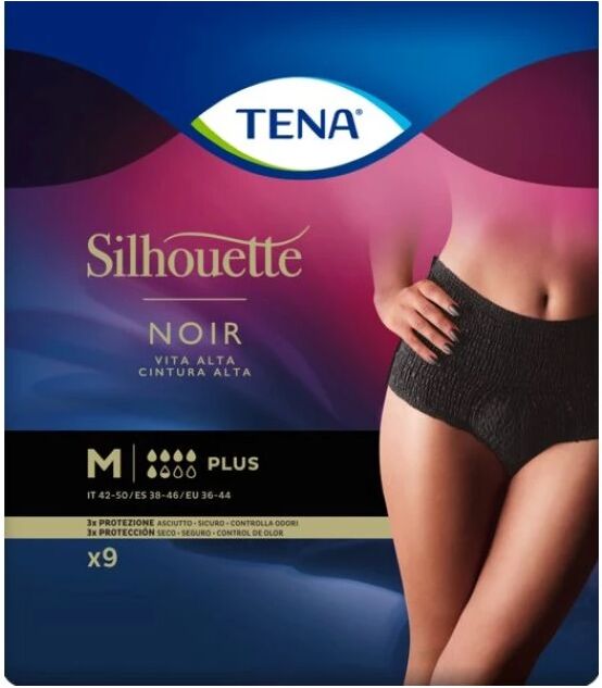 TENA Silhouette Plus Cintura Alta Negro Tamanho M 9unidades