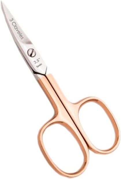 3 Claveles Rose Gold Tesoura Cutículas Curva 9cm