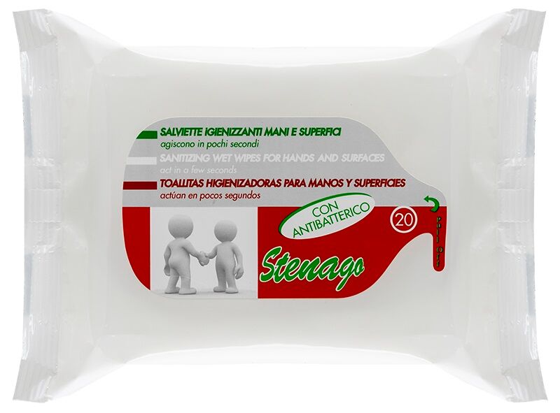 Stenago Pack 20x Toalhitas Desinfectantes Mãos/superfícies - Stenago