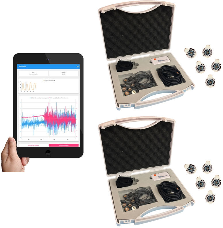 Electromiógrafo de Superfície de quatro canais mDurance Premium: Monitorização do estado de saúde muscular em tempo real + elétrodos de presente + formação gratuita