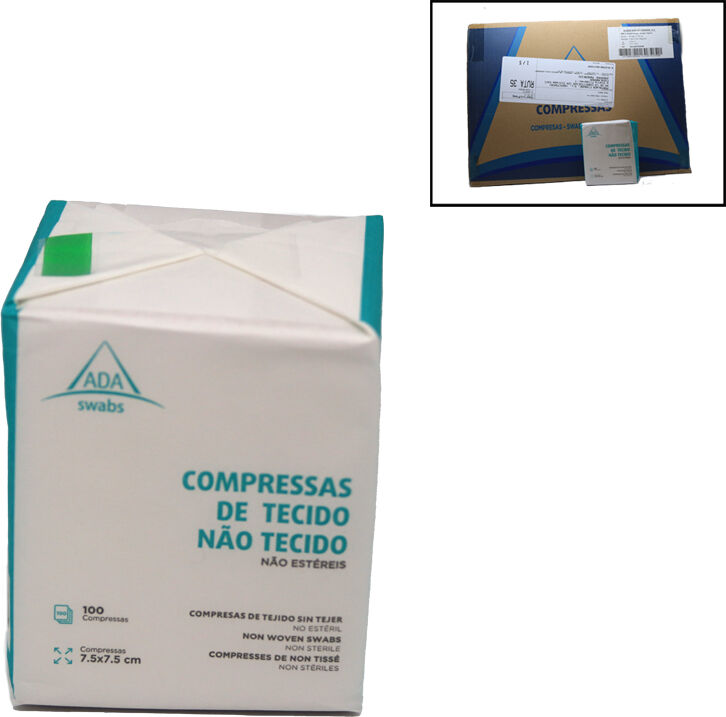 Gasa tecido sem tecer 15 x 15 dobrada 7,5 x 7,5 (3000 unidades)