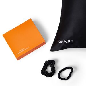 OHAIRO Pure Silk Pillow Case Set Black